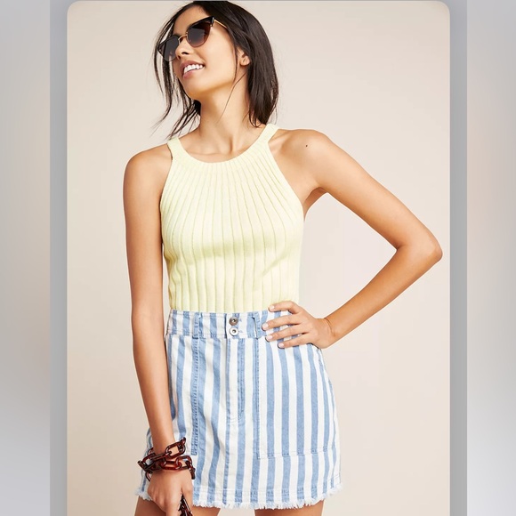 Anthropologie Tops - Anthropologie Yellow Knit Tank Top Size Small